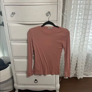 Active Basic Pink Fitted Ribbed Long Sleeve Tee